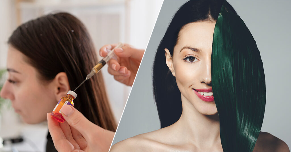 two girls with botox vs keratin applied on their hair