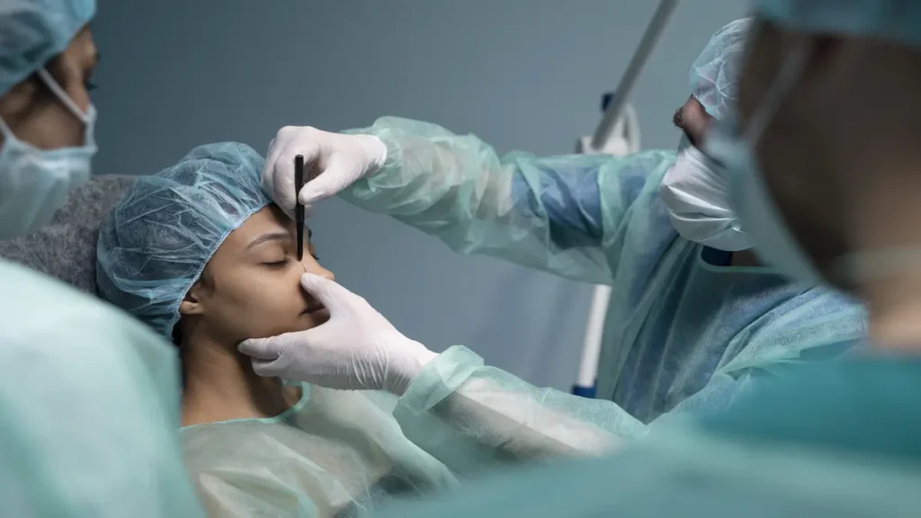 A women undergoing cosmetic surgery